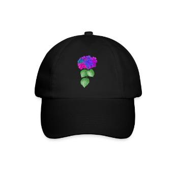 Hortensie Pflanze Blume bunt Frühling Natur - Baseballkappe - Schwarz/Schwarz - Vorne