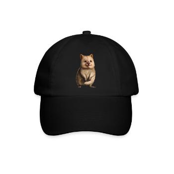 Quokka - das niedliche Beuteltier - Baseballkappe - Schwarz/Schwarz - Vorne