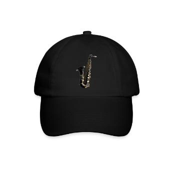 hyper realistic black saxophone jazz music - Baseballkappe - Schwarz/Schwarz - Vorne