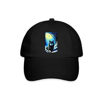Wolf | Raubtier | Hund | Mystisch - Baseballkappe - Schwarz/Schwarz - Vorne