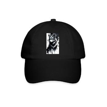 Wolf | Raubtier | Hund | Mystisch - Baseballkappe - Schwarz/Schwarz - Vorne