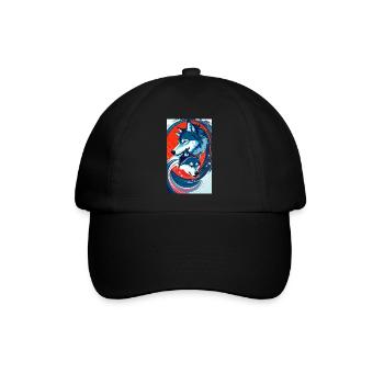Wolf | Raubtier | Hund | Mystisch - Baseballkappe - Schwarz/Schwarz - Vorne