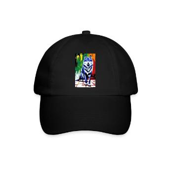 Wolf | Raubtier | Hund | Mystisch - Baseballkappe - Schwarz/Schwarz - Vorne