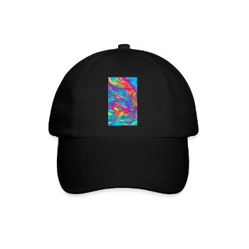 Linien | Wellenlinien | Symbole | Muster - Baseballkappe - Schwarz/Schwarz - Vorne