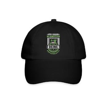 ich kann klamotten reparieren und was ist deine su - Baseballkappe - Schwarz/Schwarz - Vorne