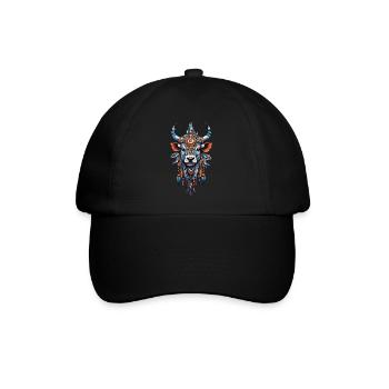 Kuh Krafttier Spirit Indianer & Mystik - Baseballkappe - Schwarz/Schwarz - Vorne