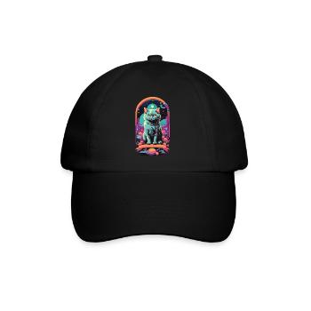 Gothic Pastel Katzen Magische Nacht Design - Baseballkappe - Schwarz/Schwarz - Vorne