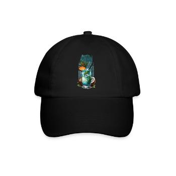 Tropischer Genuss: Kokosnuss-Cocktails - Baseballkappe - Schwarz/Schwarz - Vorne
