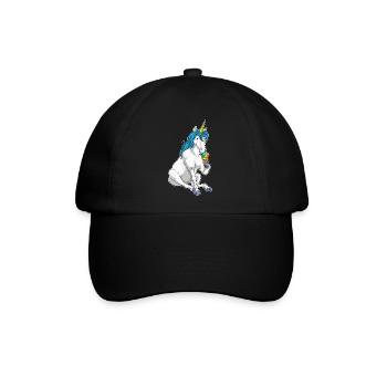 Einhorn Waffeleis - Baseballkappe - Schwarz/Schwarz - Vorne
