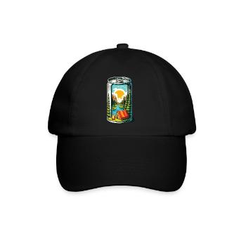 Camping Lagerfeuer Dose - Baseballkappe - Schwarz/Schwarz - Vorne