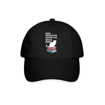Katze Scottish Fold Geschenk - Baseballkappe - Schwarz/Schwarz - Vorne