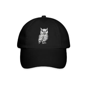 Eule - Baseballkappe - Schwarz/Schwarz - Vorne