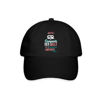 Beste Camperin der Welt - 100% Authentisch - Baseballkappe - Schwarz/Schwarz - Vorne