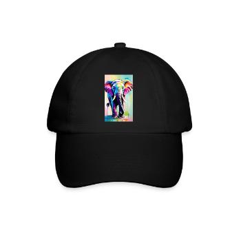Elefant | Wildtier | Afrika | Kindermotive - Baseballkappe - Schwarz/Schwarz - Vorne