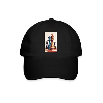 Schach | Schachfigur | Schachspieler - Baseballkappe - Schwarz/Schwarz - Vorne