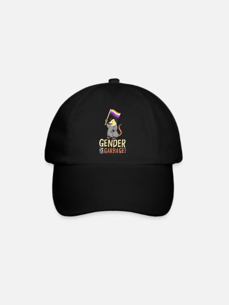 Gender Is Garbage Pride Opossum Design - Baseballkappe - Schwarz/Schwarz