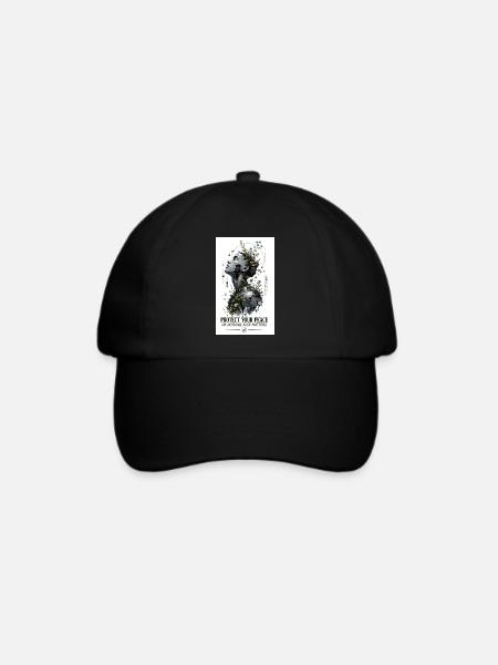 Schutz deiner Ruhe: Pflanzliche Fragmentkunst - Baseballkappe - Schwarz/Schwarz