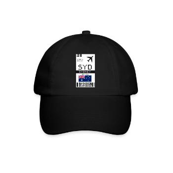 Bordkarte für Sydney, Australien - Flughafen SYD - Baseballkappe - Schwarz/Schwarz - Vorne