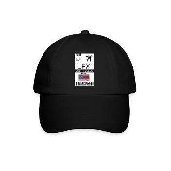 Bordkarte für Los Angeles, Kalifornien - Flughafen LAX - Baseballkappe - Schwarz/Schwarz - Vorne