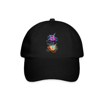 Orchideen für eine Floristin - Baseballkappe - Schwarz/Schwarz - Vorne