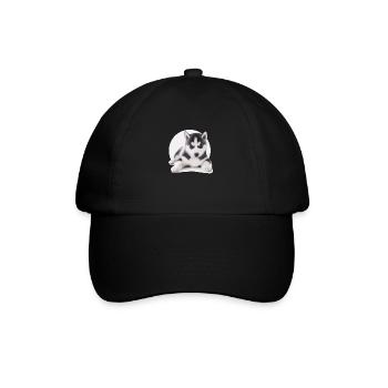 Husky Welpen - Baseballkappe - Schwarz/Schwarz - Vorne