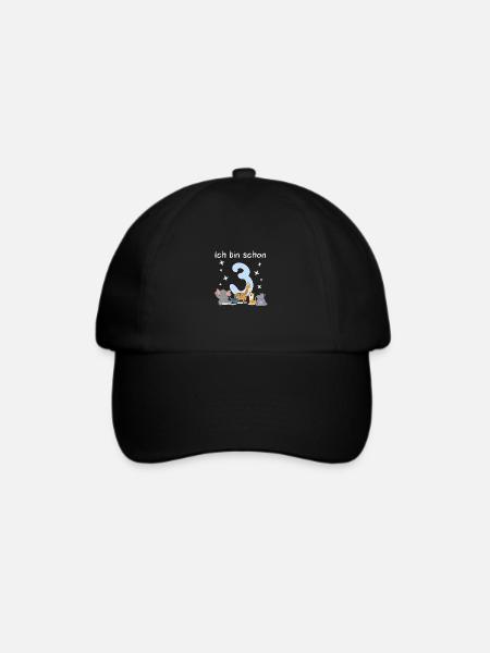 Ich bin schon 3 - Schönes 3. Geburtstag Kinder - Baseballkappe - Schwarz/Schwarz