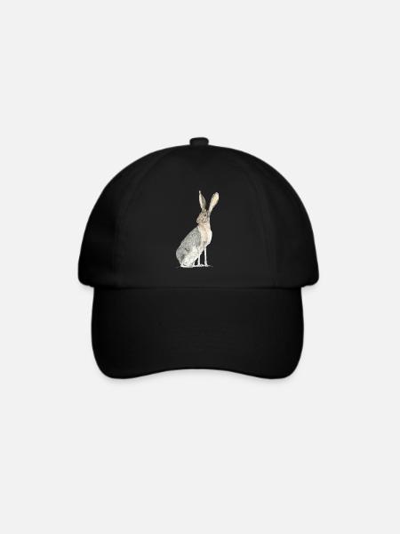 Hase mit langen Löffeln - Baseballkappe - Schwarz/Schwarz