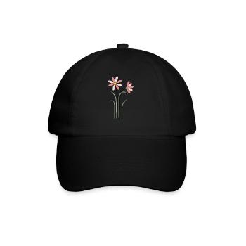 Bunte Blumen - Baseballkappe - Schwarz/Schwarz - Vorne