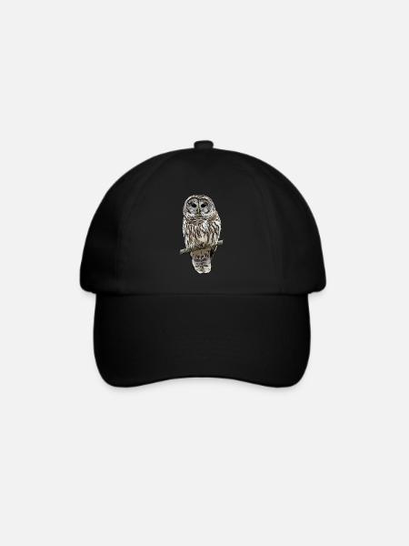 Eulen eule Vogel tiermotiv Aufdruck - Baseballkappe - Schwarz/Schwarz