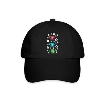 Gießkanne mit Blumen - Baseballkappe - Schwarz/Schwarz - Vorne