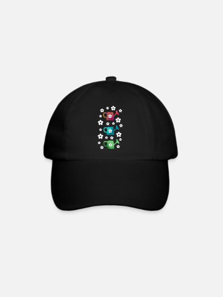 Gießkanne mit Blumen - Baseballkappe - Schwarz/Schwarz