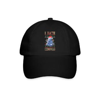 Ich Hasse Weihnachten Spruch Lustig Ugly Nilpferd - Baseballkappe - Schwarz/Schwarz - Vorne