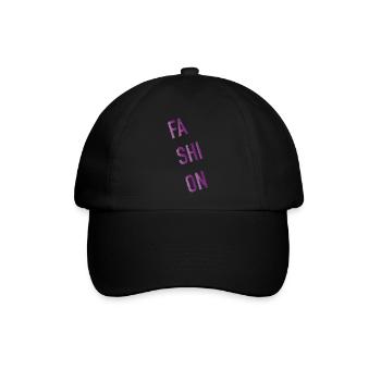 Fashion- Schriftzug magenta - Baseballkappe - Schwarz/Schwarz - Vorne