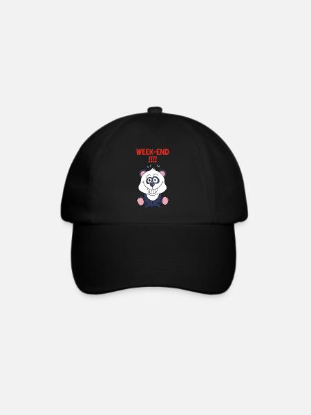 Panda am Wochenende - Baseballkappe - Schwarz/Schwarz