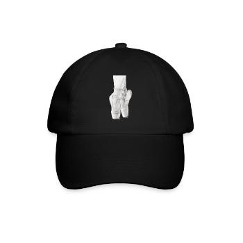 Schwarz-Weiß-Ballett-Spitzenschuhe Bleistiftzeichnung - Baseballkappe - Schwarz/Schwarz - Vorne
