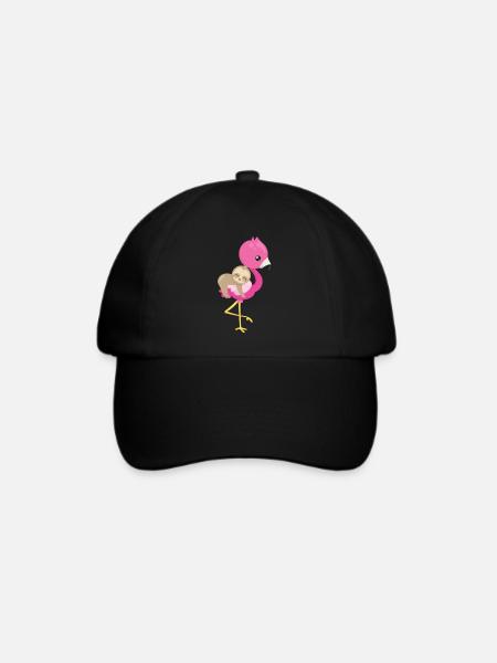 Niedliches Faultier Flamingo - Baseballkappe - Schwarz/Schwarz