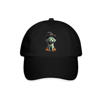 Süßer Halloween Hexen Hund Welpe Hunde Design - Baseballkappe - Schwarz/Schwarz - Vorne