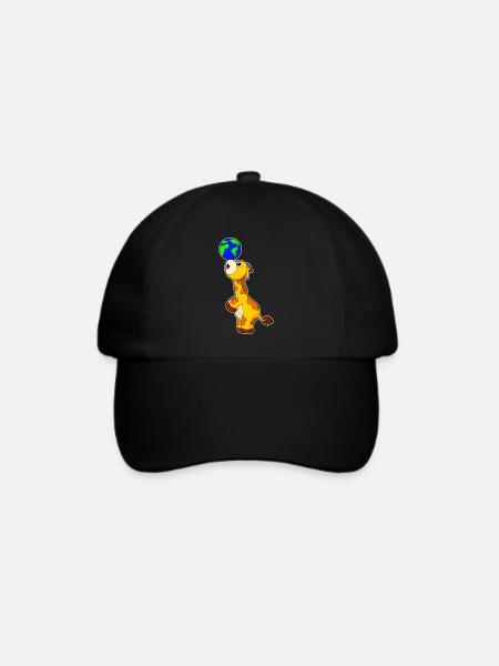 Giraffe Erdkugel - Baseballkappe - Schwarz/Schwarz