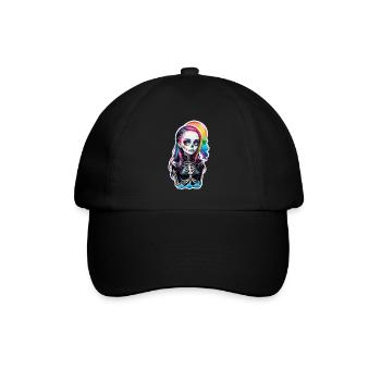 Halloween - Rock & Regenbogen - Baseballkappe - Schwarz/Schwarz - Vorne