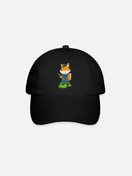 Fuchs Polizist Mikrofon Polizei - Baseballkappe - Schwarz/Schwarz