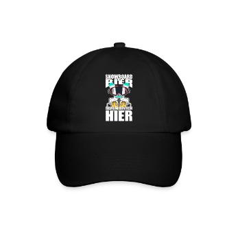 Lustiger Spruch Snowboard Bier darum bin ich hier - Baseballkappe - Schwarz/Schwarz - Vorne