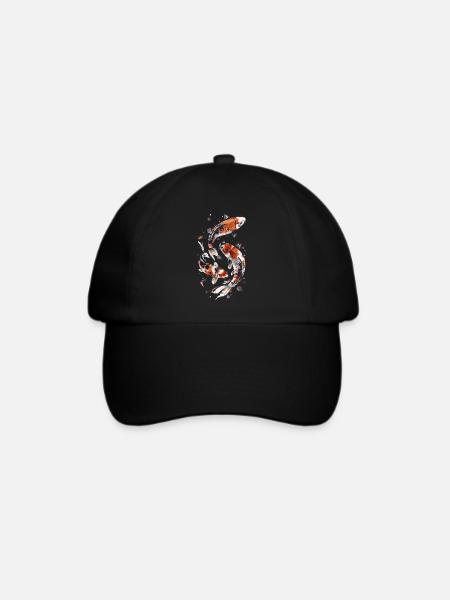 Kunstvolle Koi Fische Design, Elegantes Koi-Design - Baseballkappe - Schwarz/Schwarz
