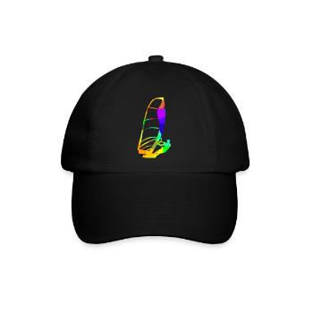 Wind Surfen Regenbogenfarben Sport - Baseballkappe - Schwarz/Schwarz - Vorne