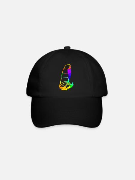 Wind Surfen Regenbogenfarben Sport - Baseballkappe - Schwarz/Schwarz