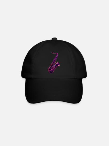 Saxophon - Baseballkappe - Schwarz/Schwarz