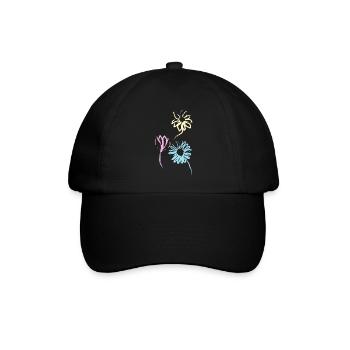 Bunte Blumen der Freundschaft - Baseballkappe - Schwarz/Schwarz - Vorne
