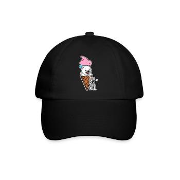Eisbär in freier Wildbahn an der Eisdiele, LECKER! - Baseballkappe - Schwarz/Schwarz - Vorne