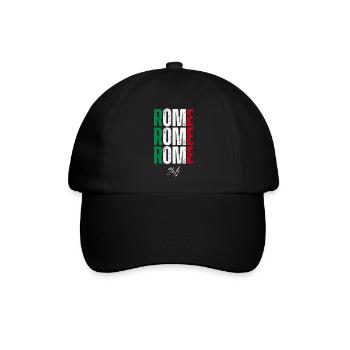 Rom Italien, ich liebe Rom - Baseballkappe - Schwarz/Schwarz - Vorne