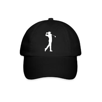 Golfer Silhouette im Schwung - Baseballkappe - Schwarz/Schwarz - Vorne