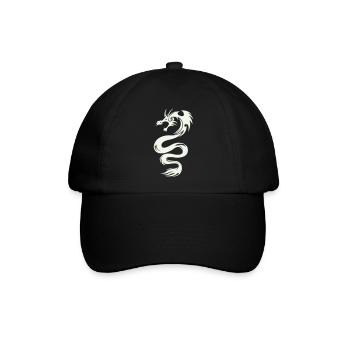 Weißer Drachen Silhouette - Baseballkappe - Schwarz/Schwarz - Vorne